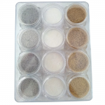 Caixa Acrilica Glitter para Decora&ccedil;&atilde;o Unha - Ouro - Prata - Branco
