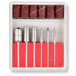 Kit com 6 Brocas + Mandril + Lixa para El&eacute;trica para Unha